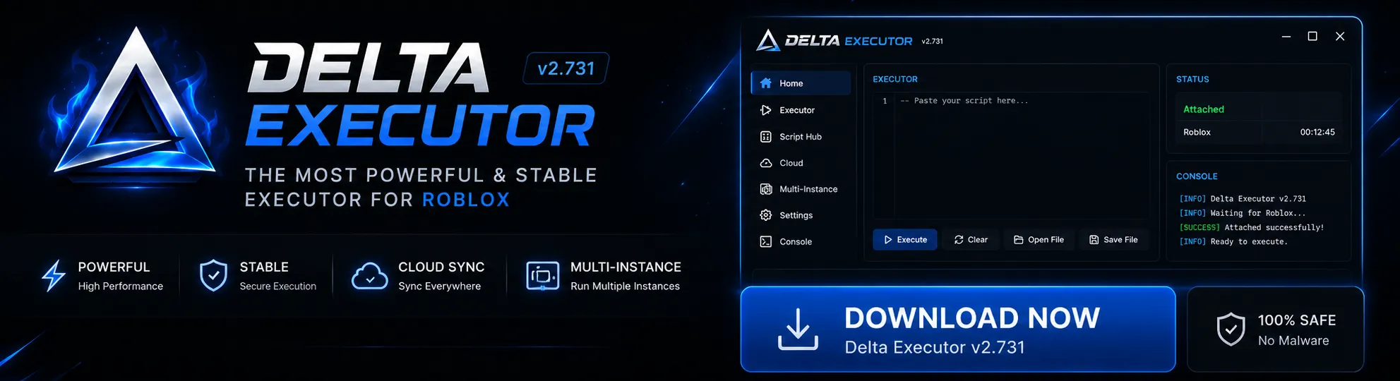 Delta Executor dashboard on PC, Android and mobile